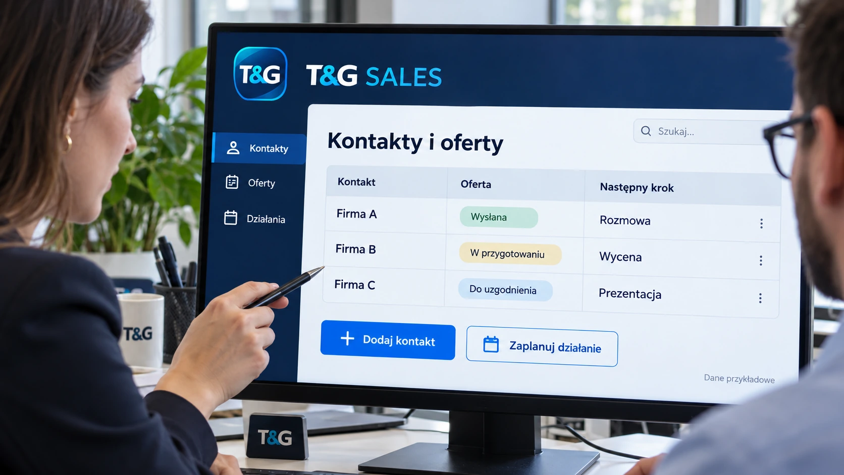Dane i procesy produktu — Przykładowy panel T&G — wizualizacja zastosowania.
